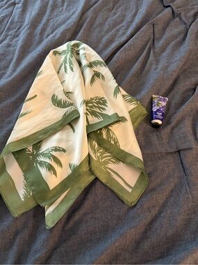Green Palm Print Silk Scarf